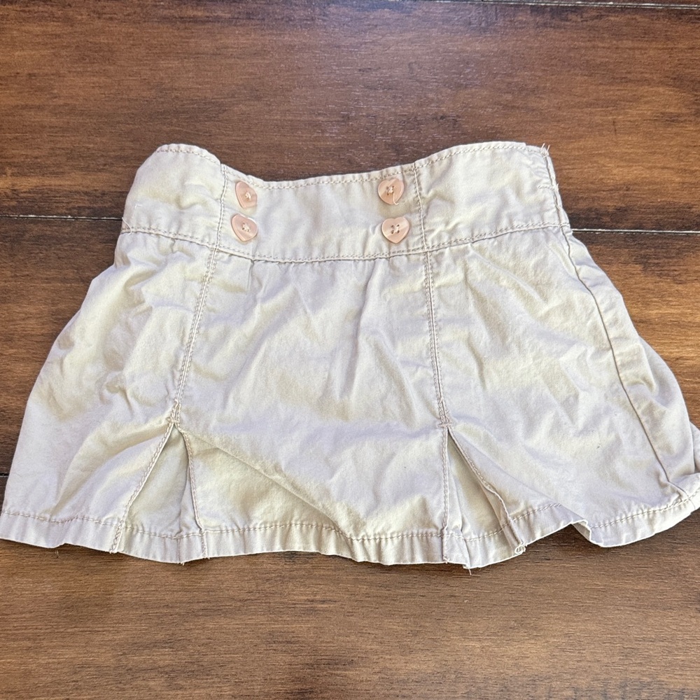 Toughskins Beige Skirt Skort with Heart Buttons Size 24M